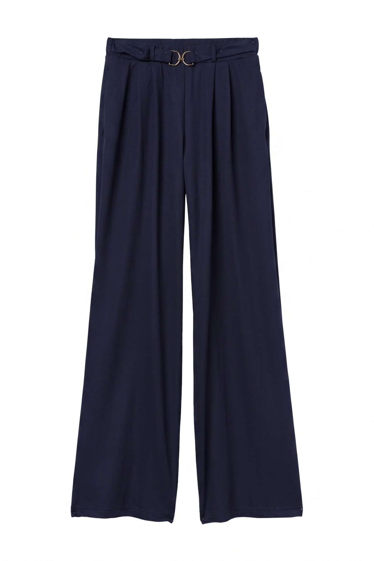 Wide Leg Navy Trousers