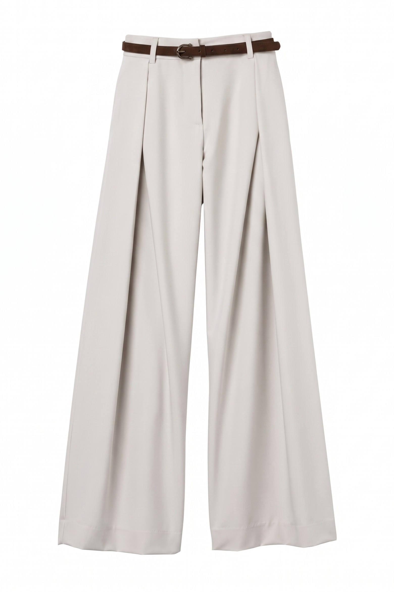 Beige Wide Palazzo Trousers