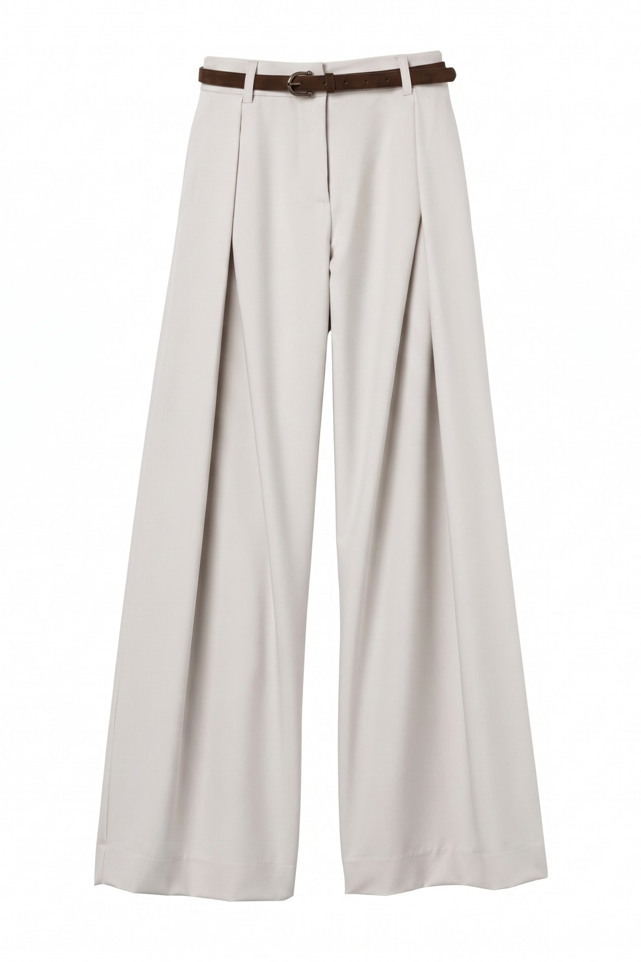 Beige Wide Palazzo Trousers