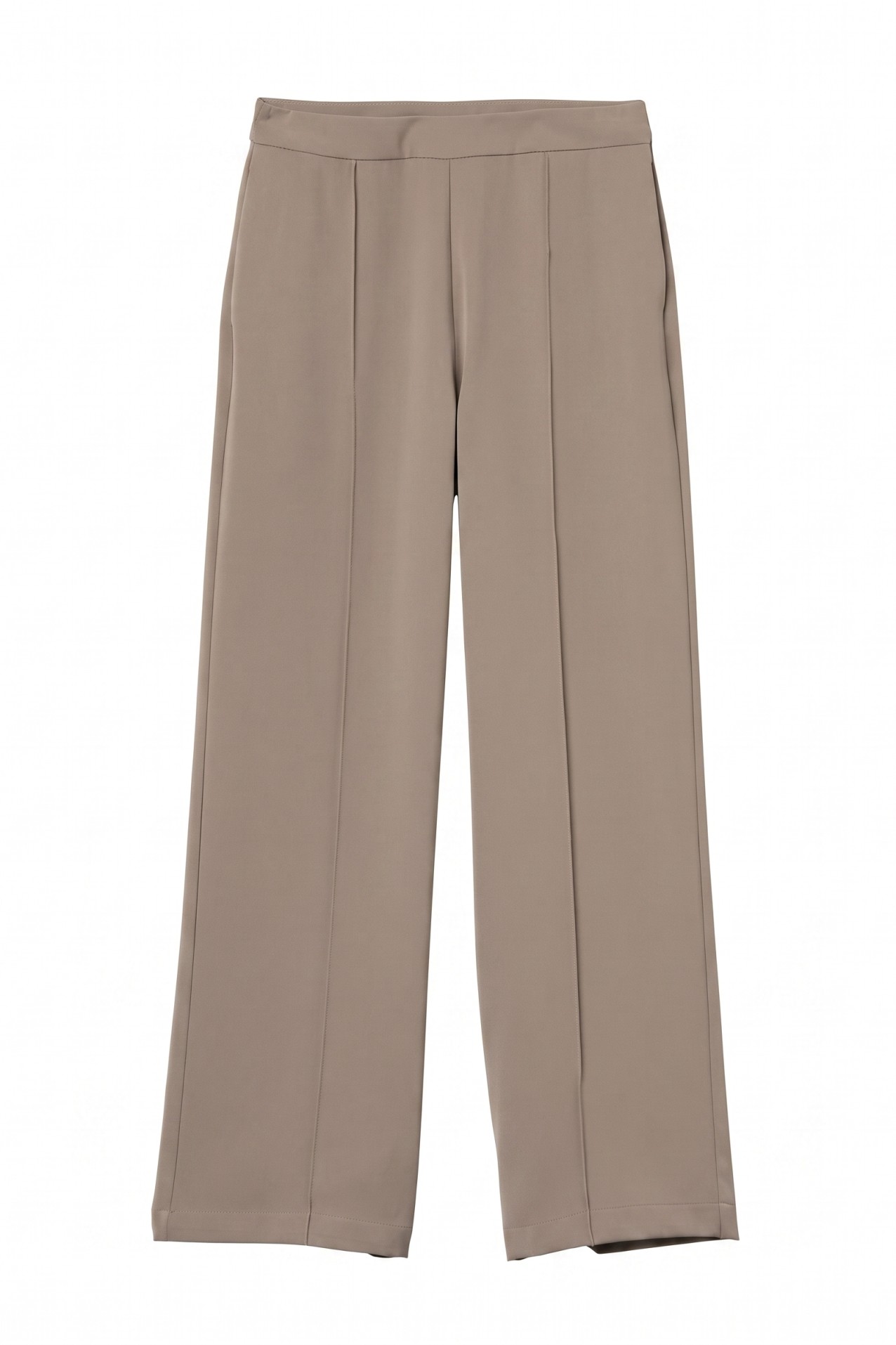 Beige Wide Leg Trousers
