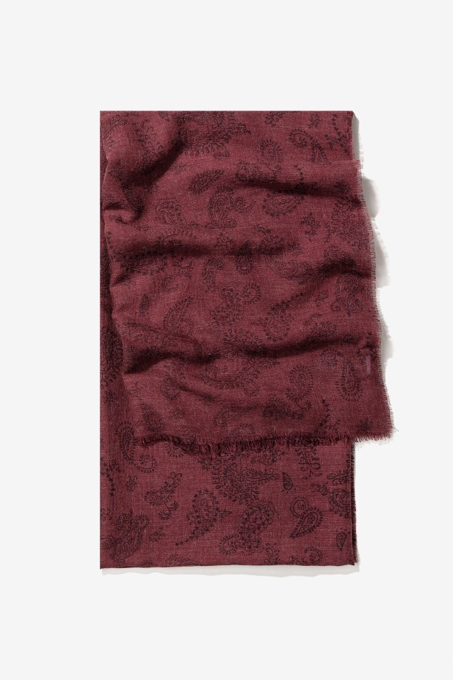 Vino Paisley Fringed Scarf
