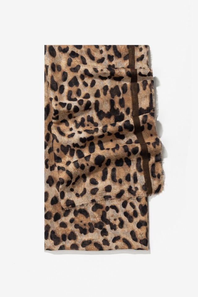 Brown Leopard Print Scarf