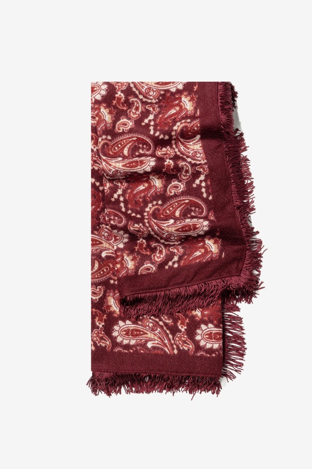 Red Paisley Scarf with Fringes