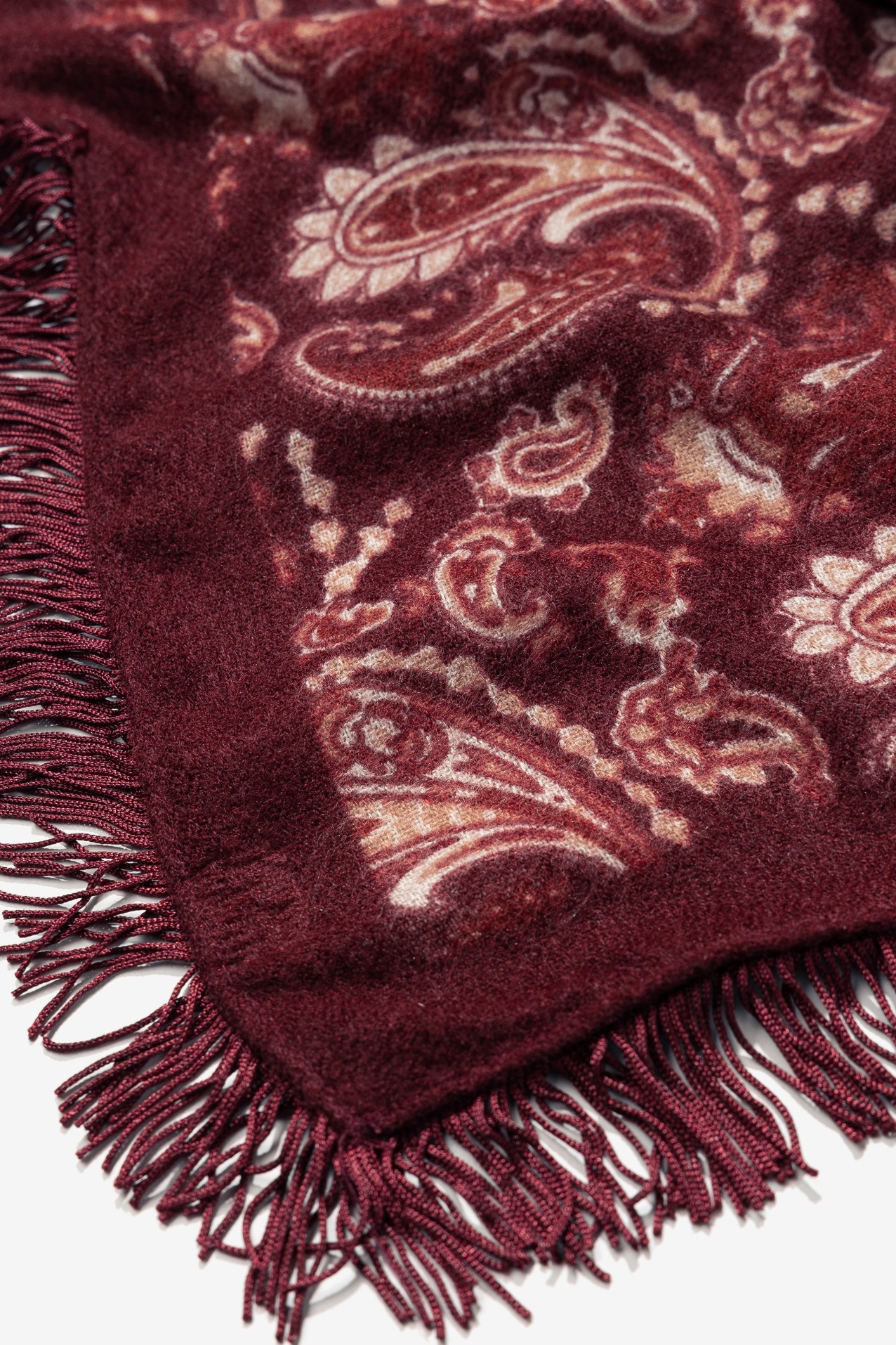 Red Paisley Scarf with Fringes