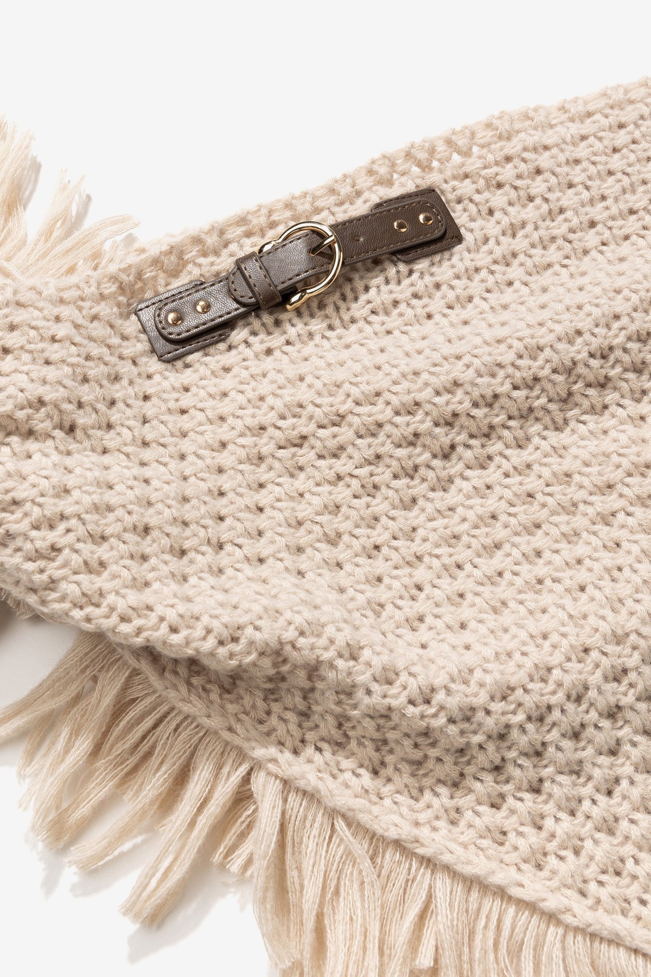 Beige Textured Knit Scarf