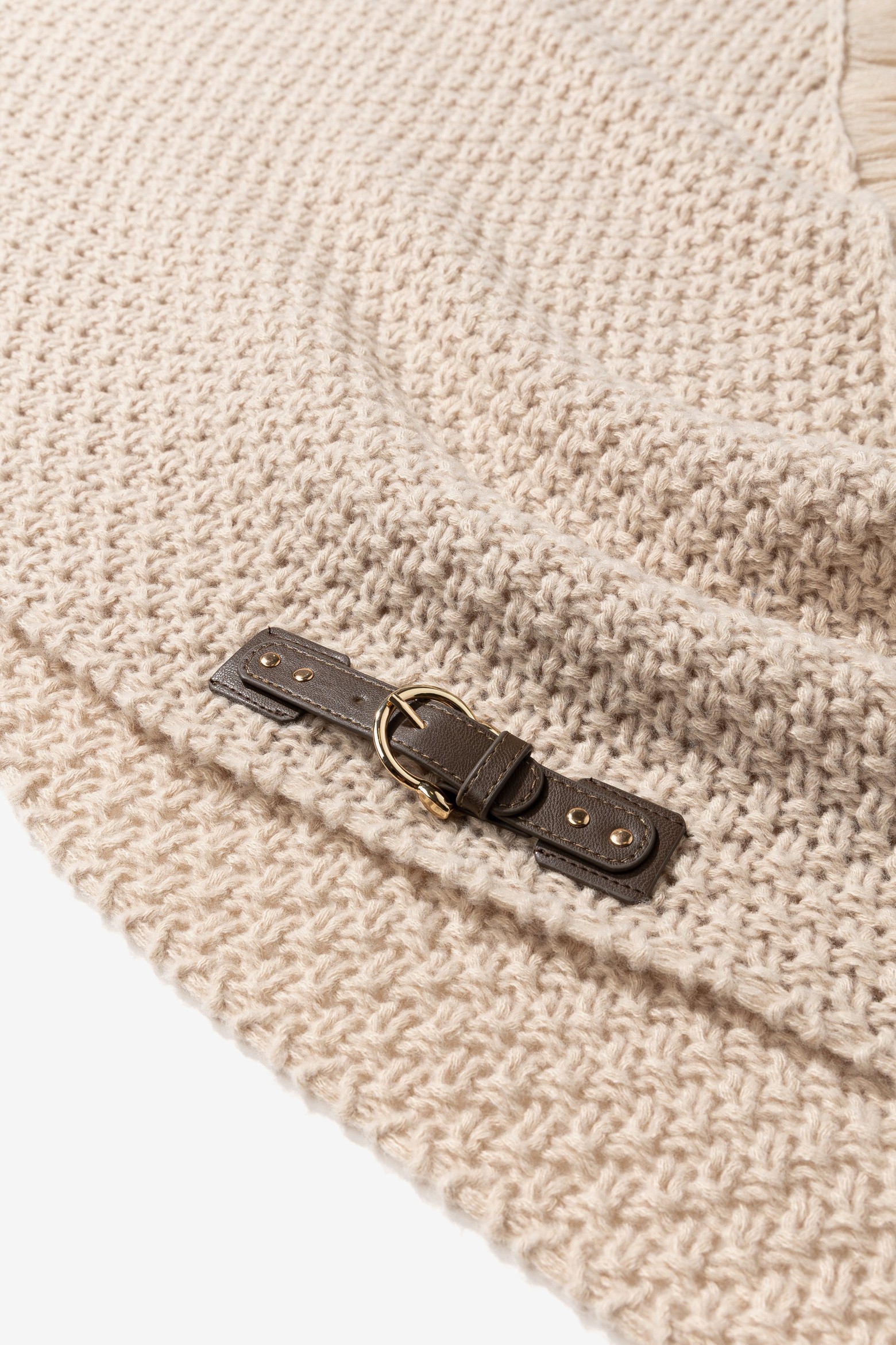 Beige Textured Knit Scarf
