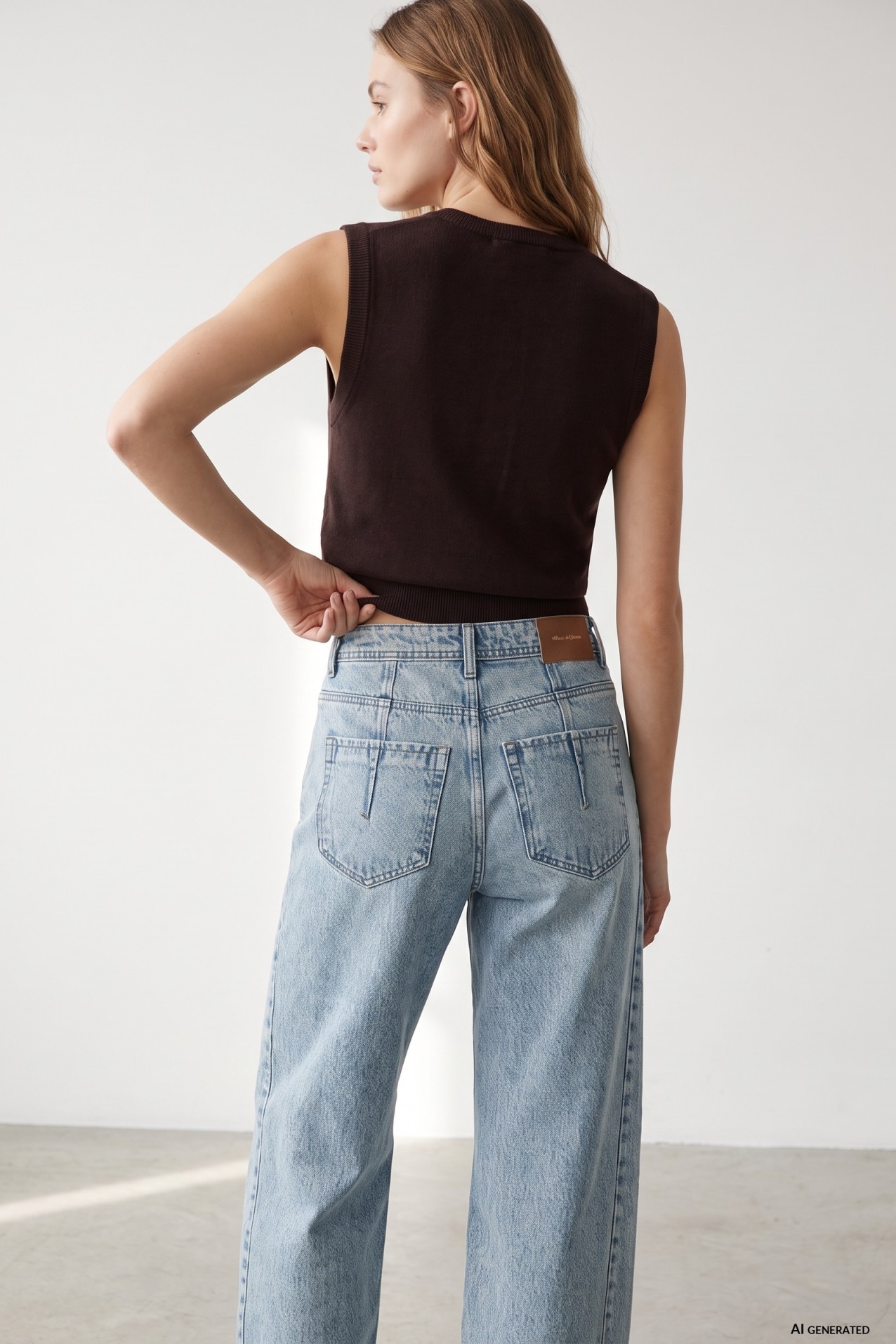 Brown Knit Buttoned Vest