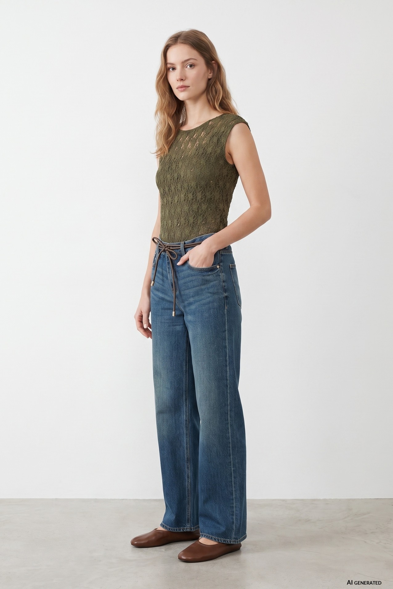 Slim green lace t-shirt
