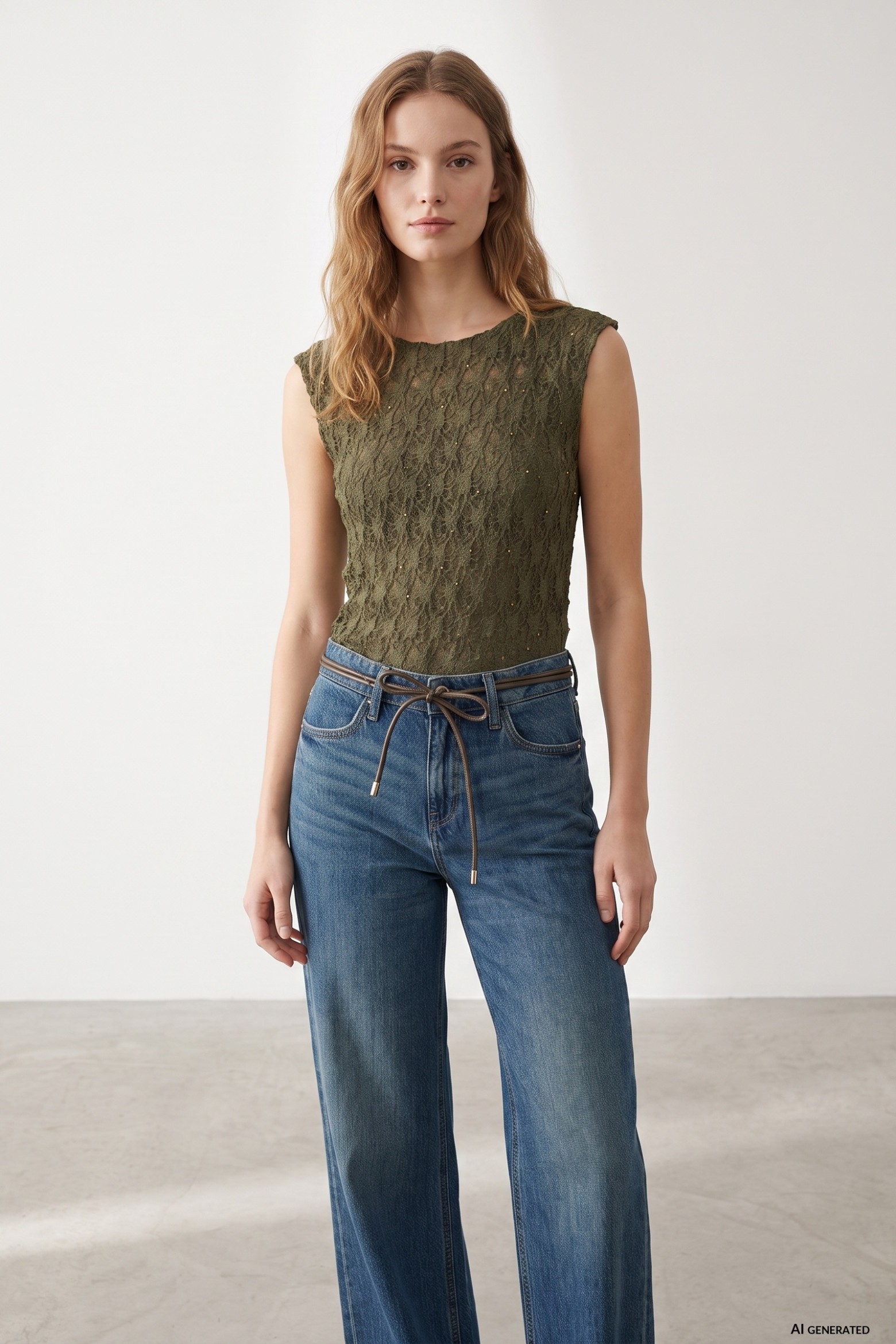Slim green lace t-shirt
