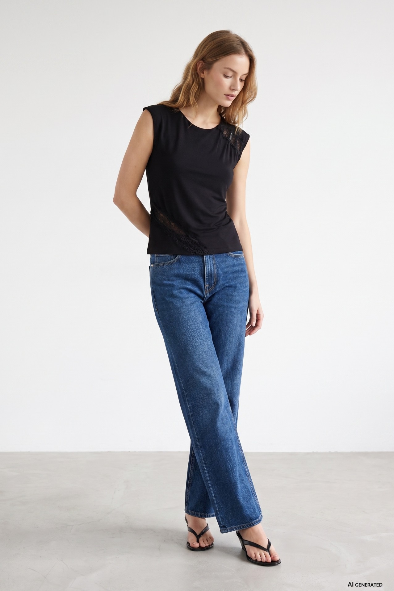 T-shirt slim preta detalhes