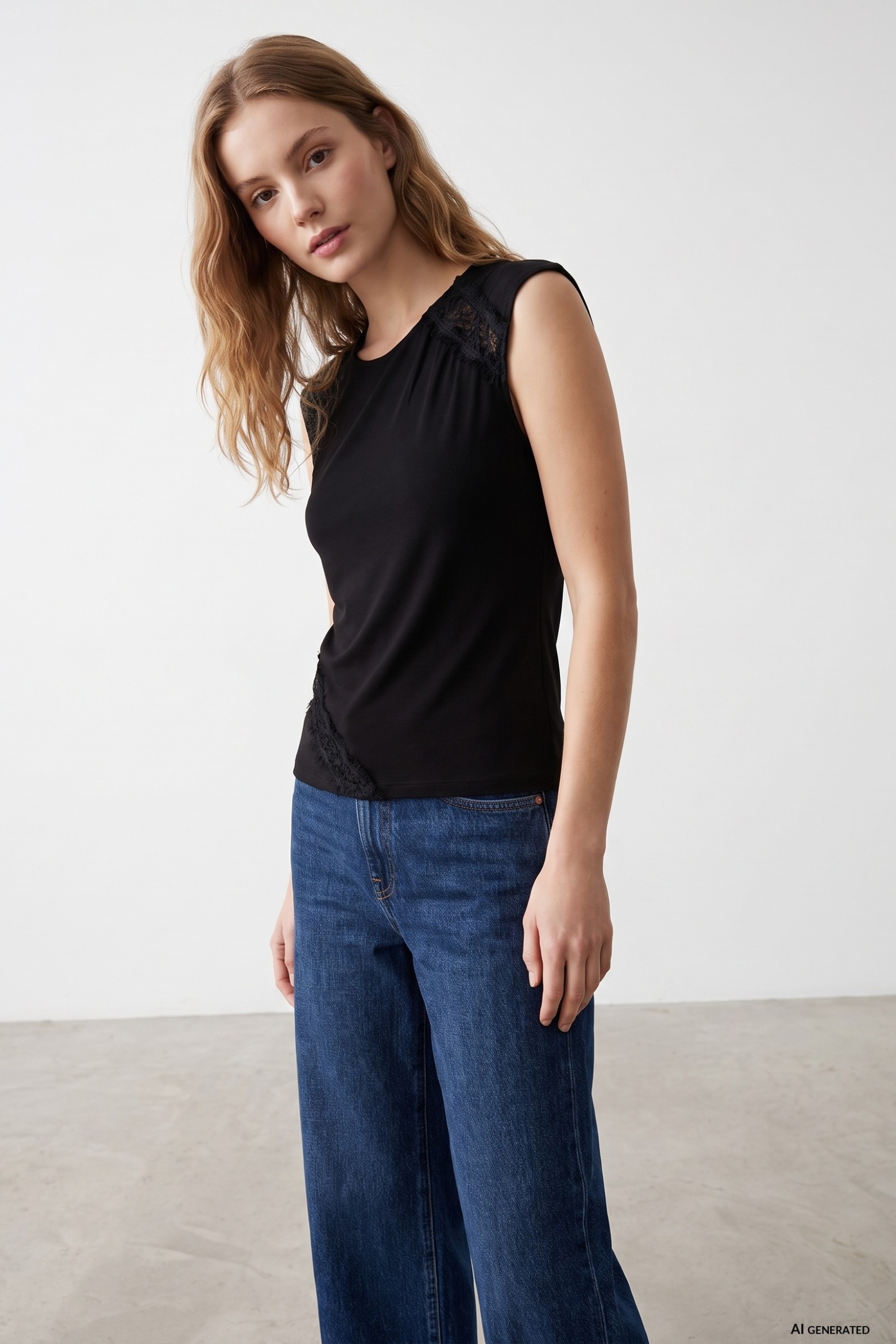T-shirt slim preta detalhes