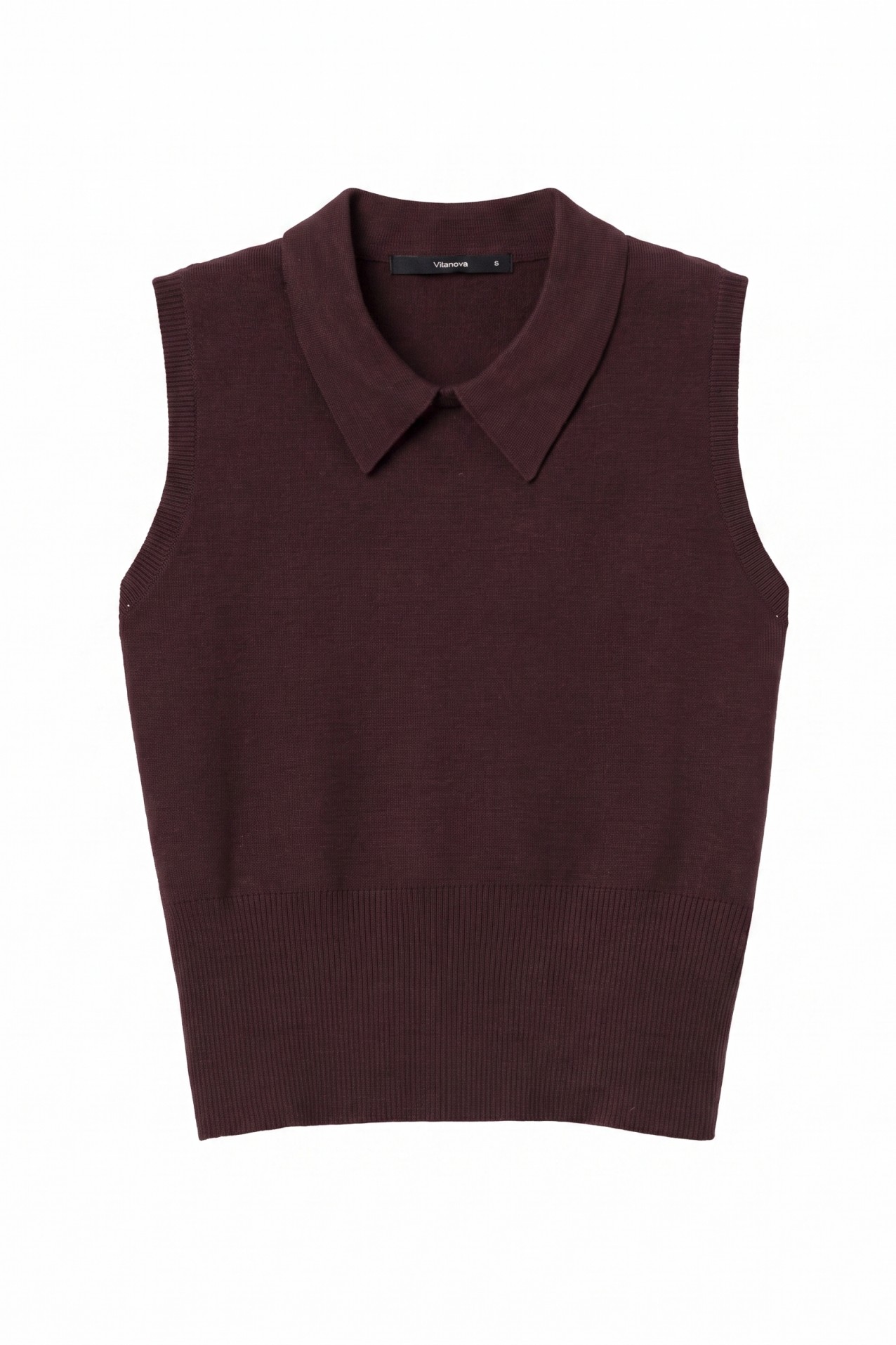Red Knitted Collar Top