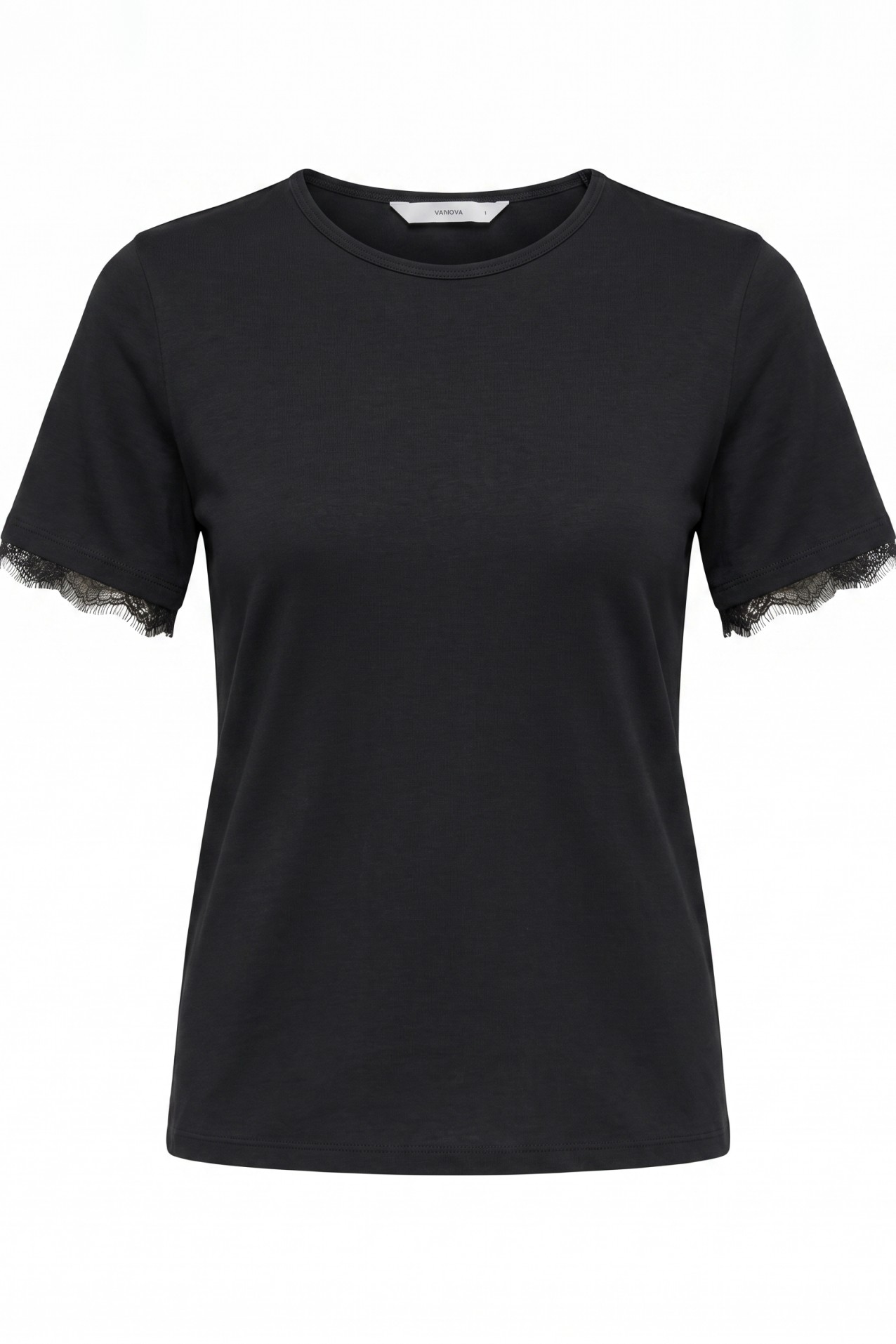 Slim Black T-shirt Lace Detail