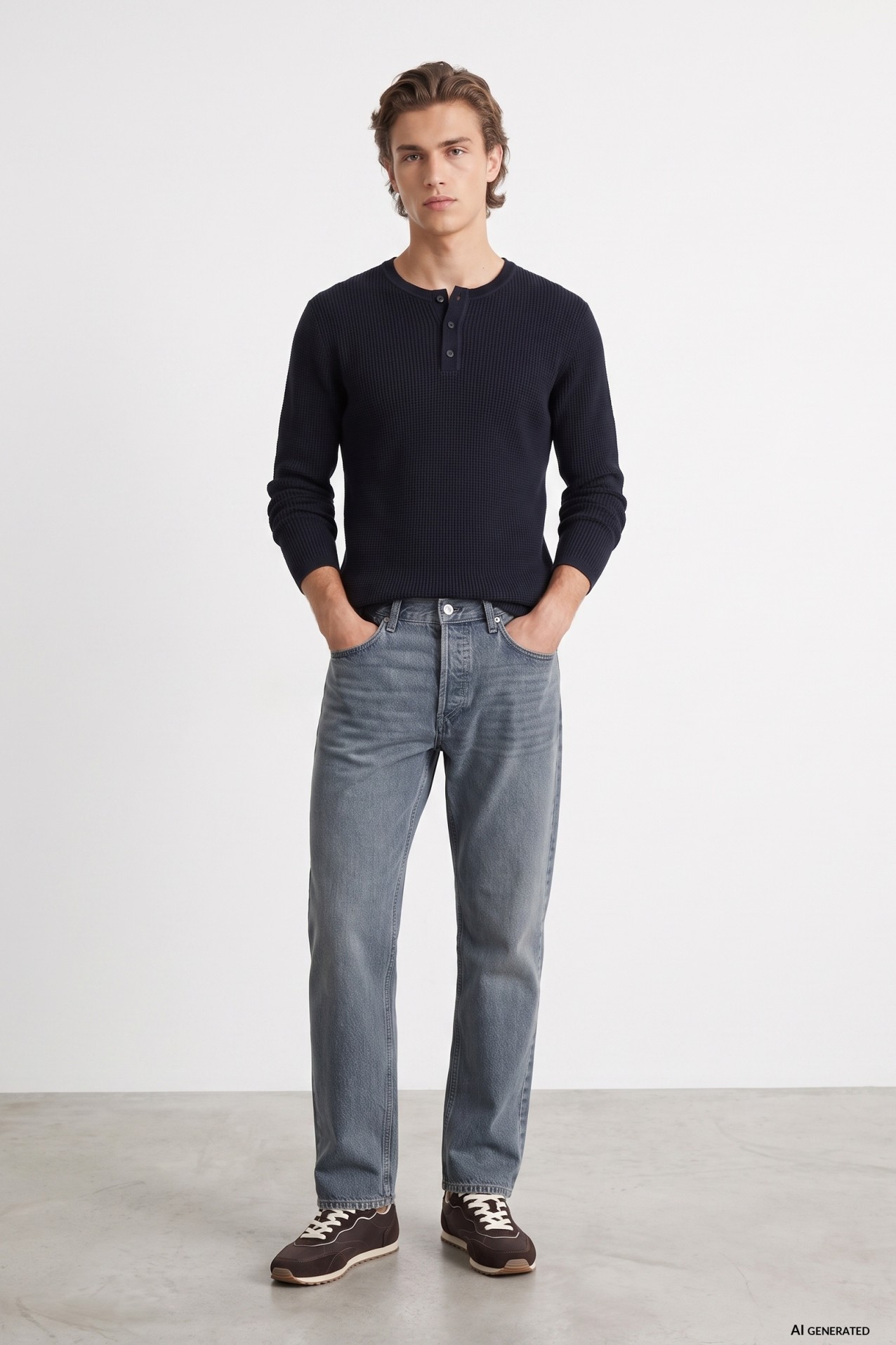 Navy Long Sleeve Knit Sweater