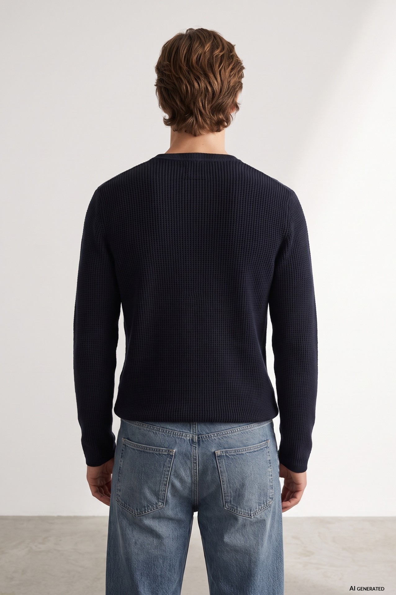 Navy Long Sleeve Knit Sweater