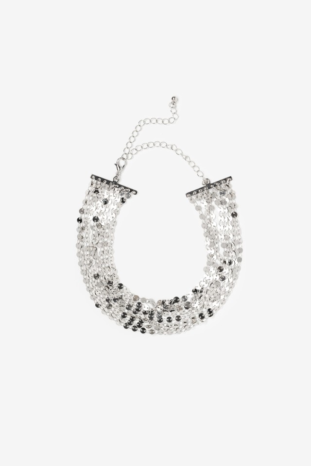 Chunky Silver Beaded Necklace