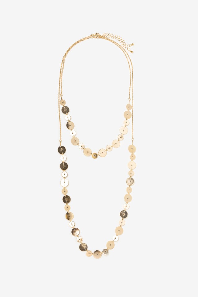 Long Gold Disc Necklace