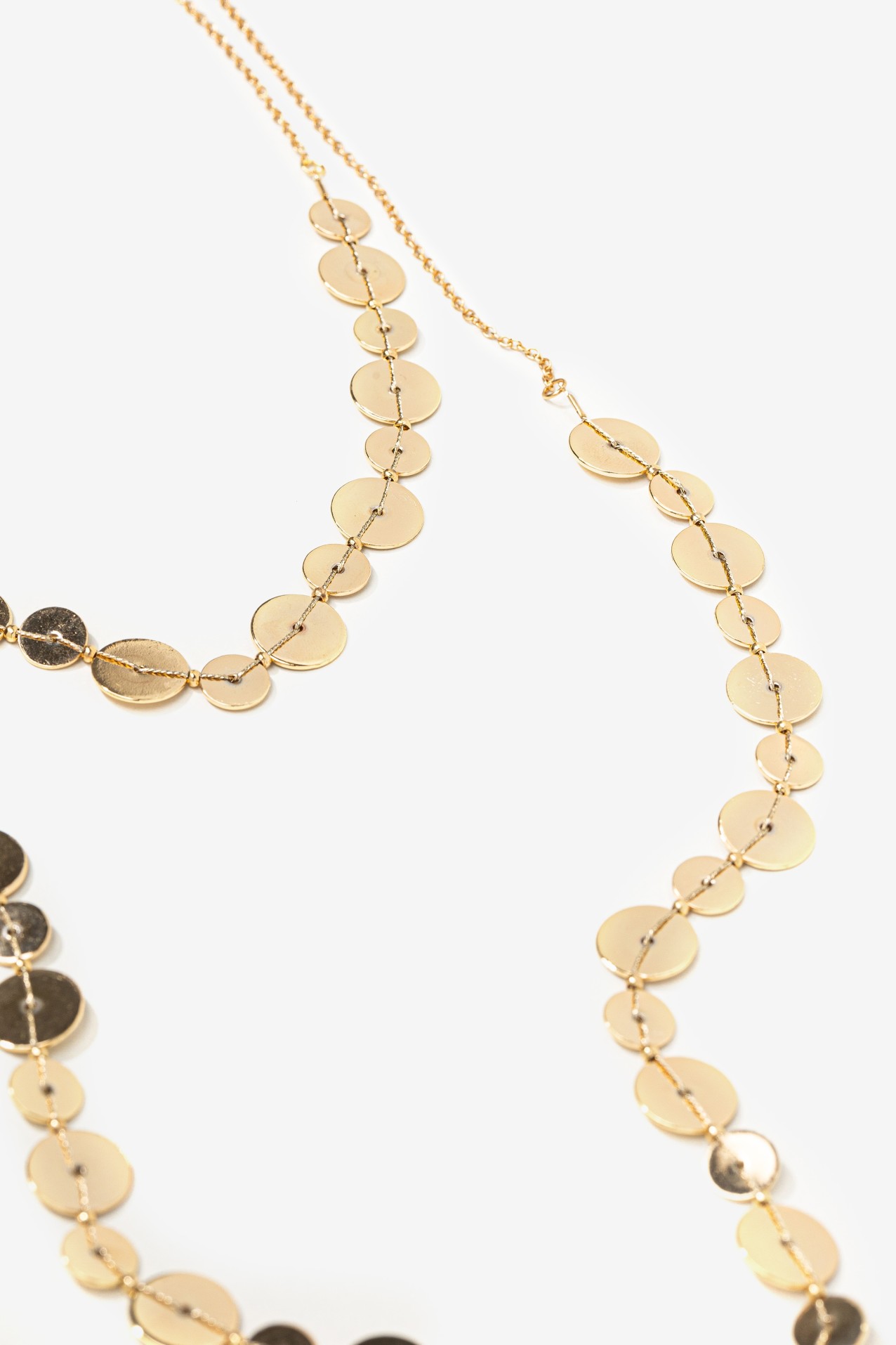 Long Gold Disc Necklace