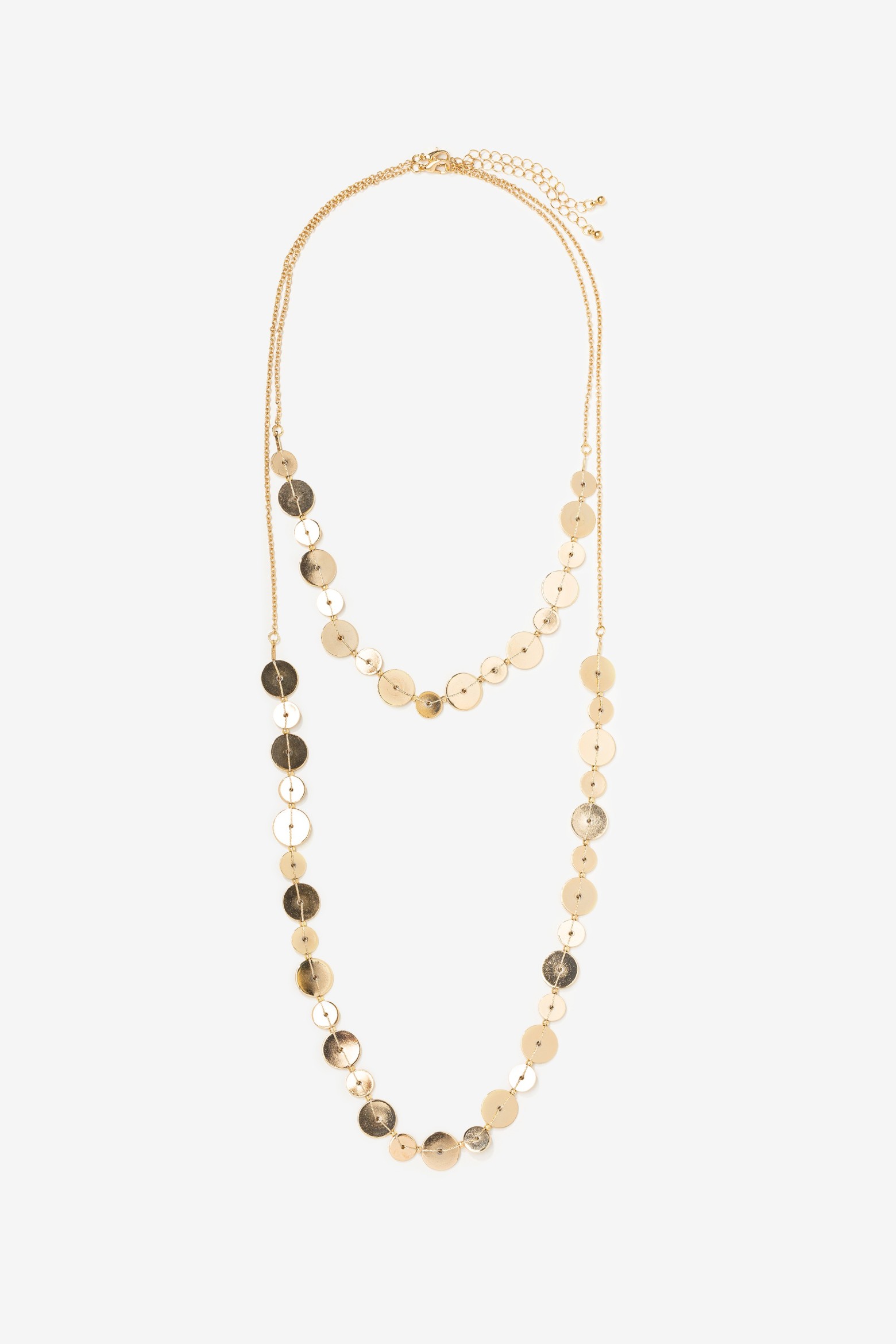Long Gold Disc Necklace