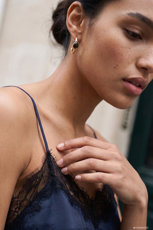 Chunky gold hoops with stone