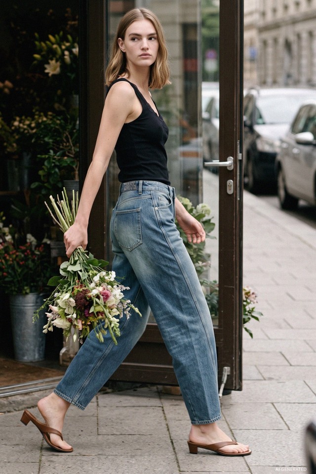 Barrel Fit Blue Jeans Barrel Fit Blue Jeans