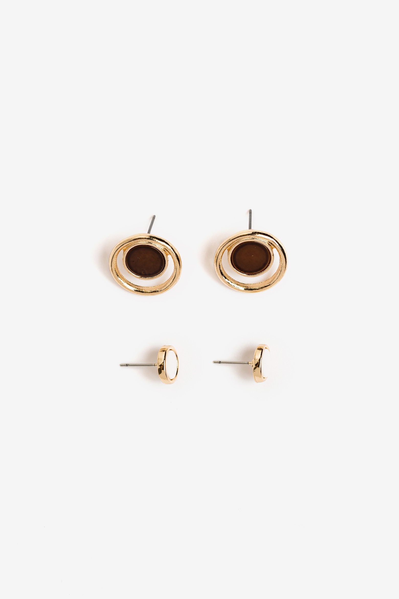Brown Gold Stud Earrings