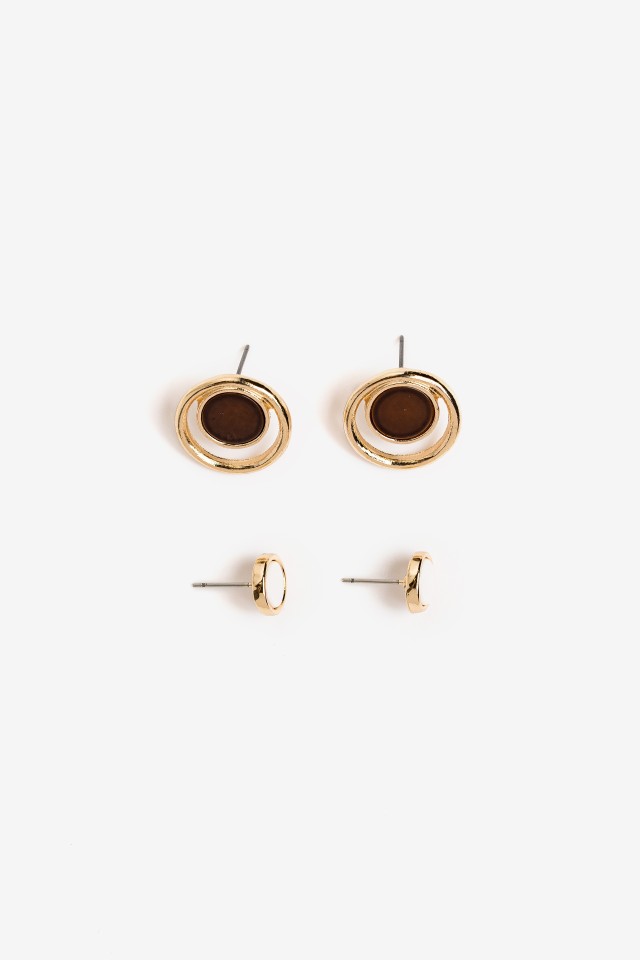Brown Gold Stud Earrings