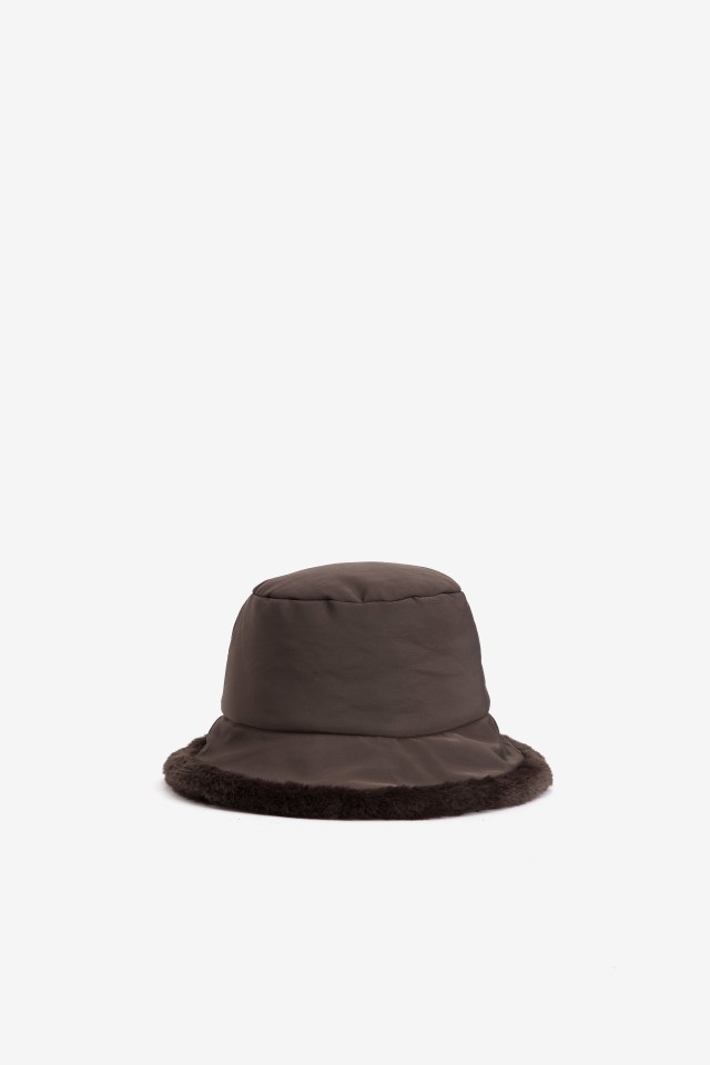 Brown Hat with Fuzzy Trim