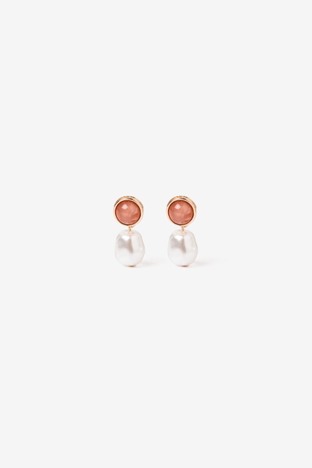 Pink and Pearl Stud Earrings