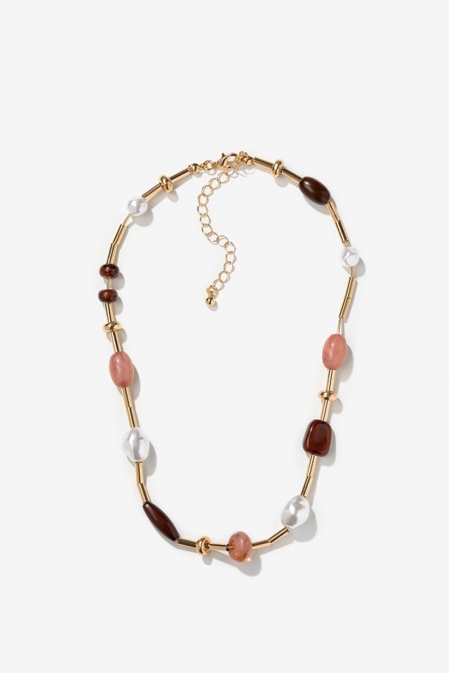 Gold Boho Bead Necklace