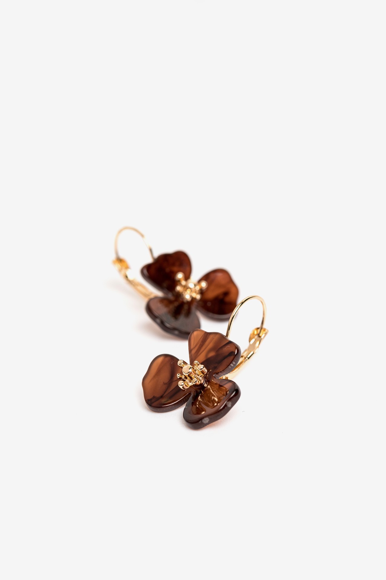 Golden Brown Flower Earrings