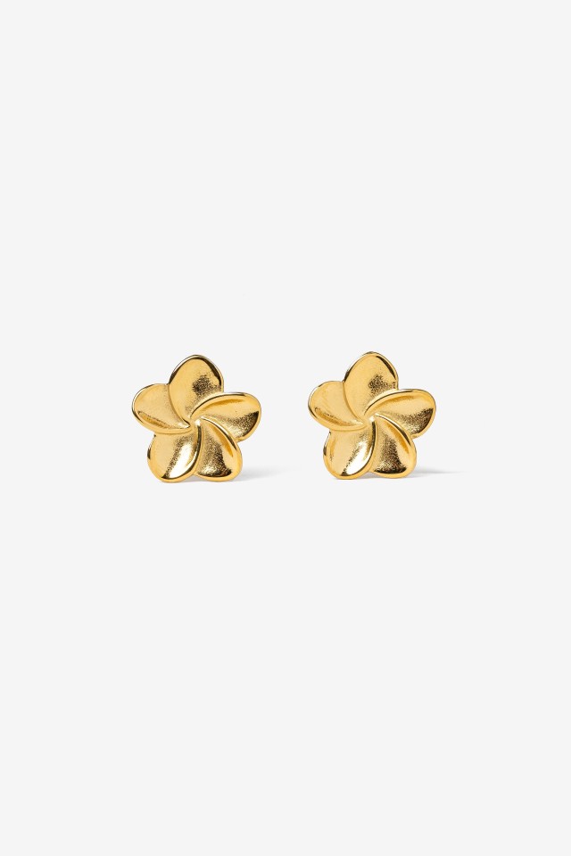 Golden Flower Stud Earrings