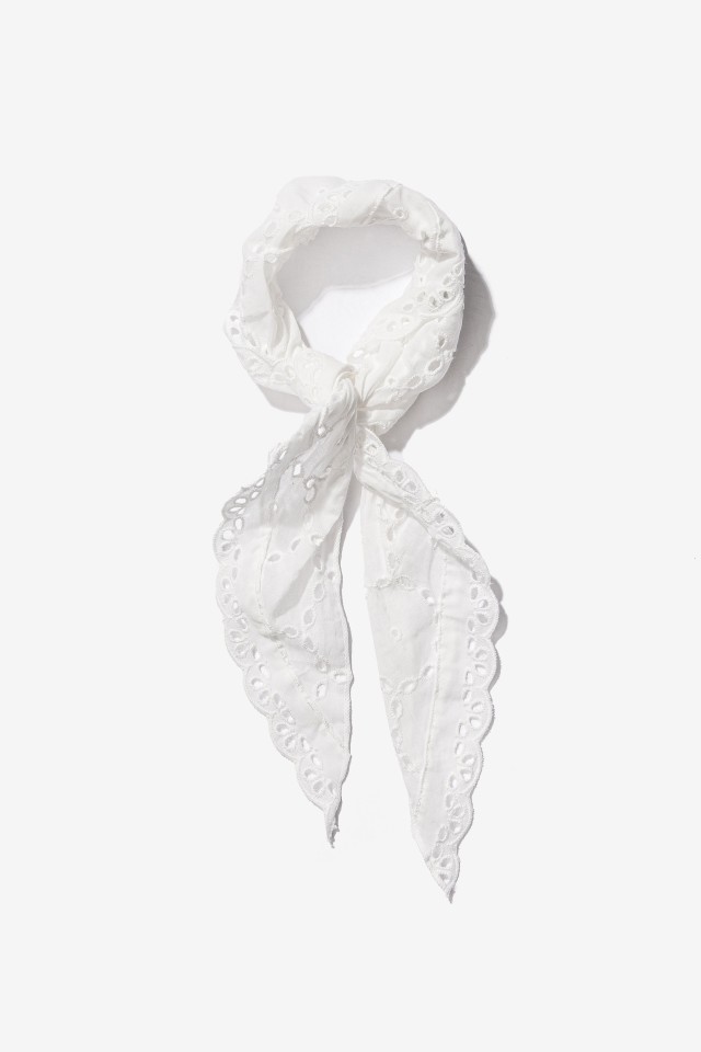 White Eyelet Skinny Bandana