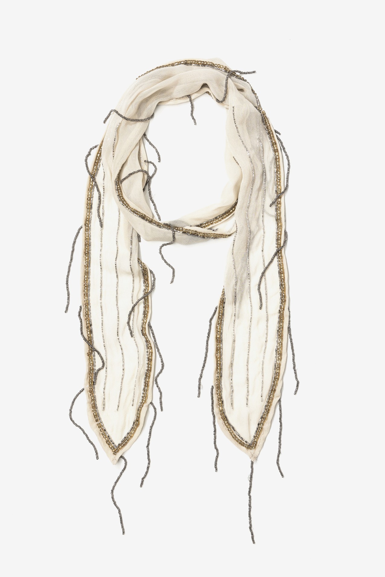 Cream Scarf With Metallic Details