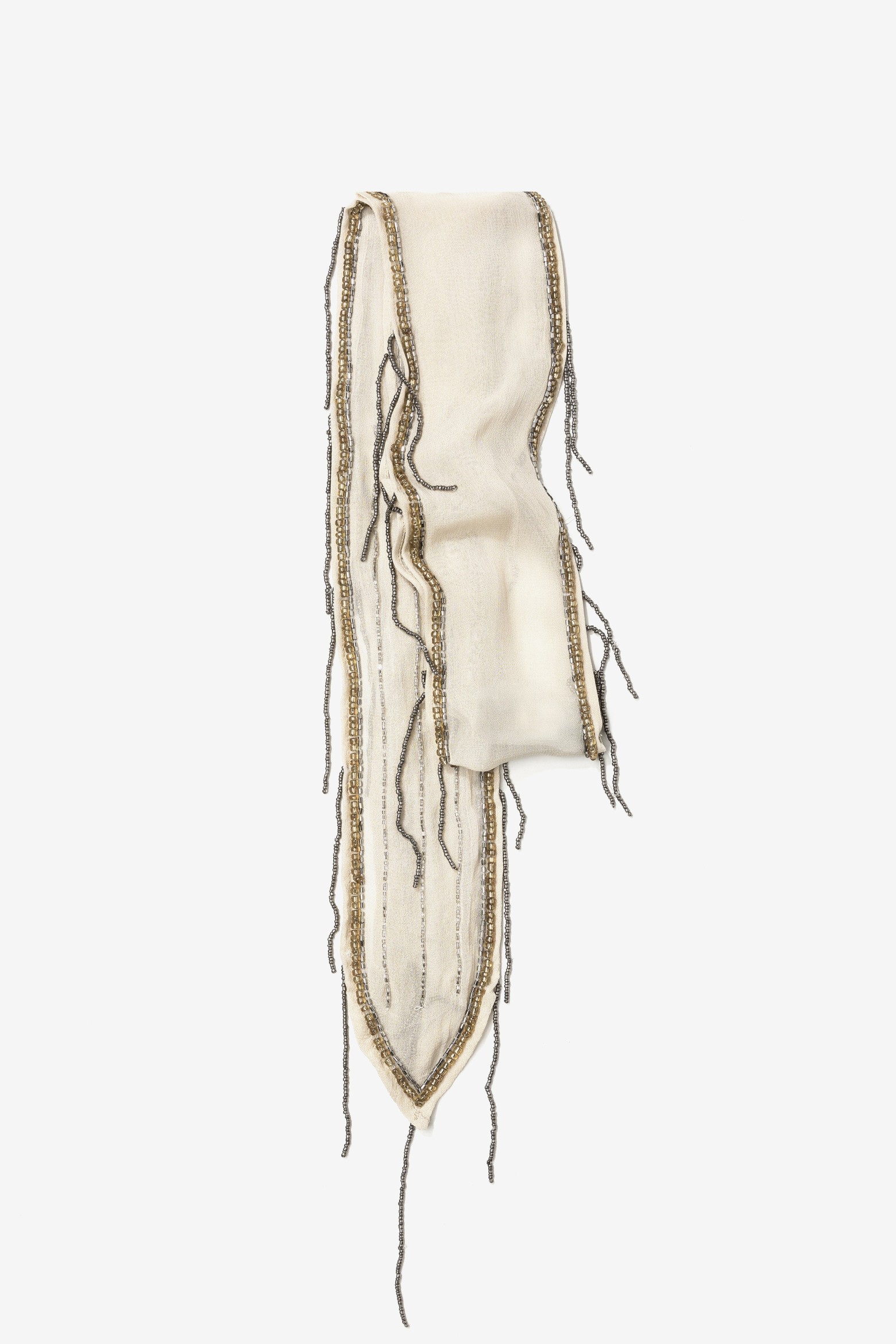 Cream Scarf With Metallic Details