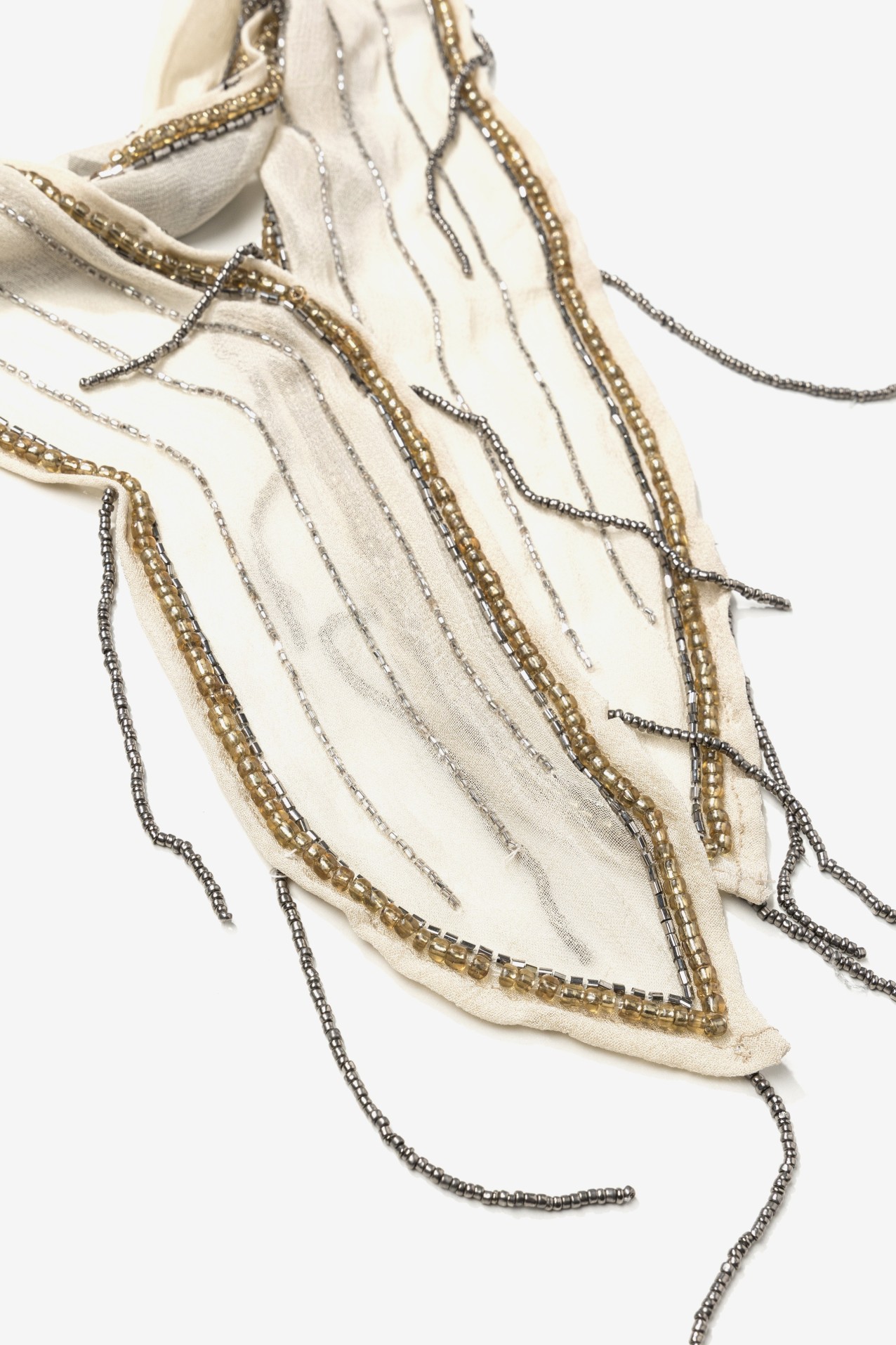 Cream Scarf With Metallic Details