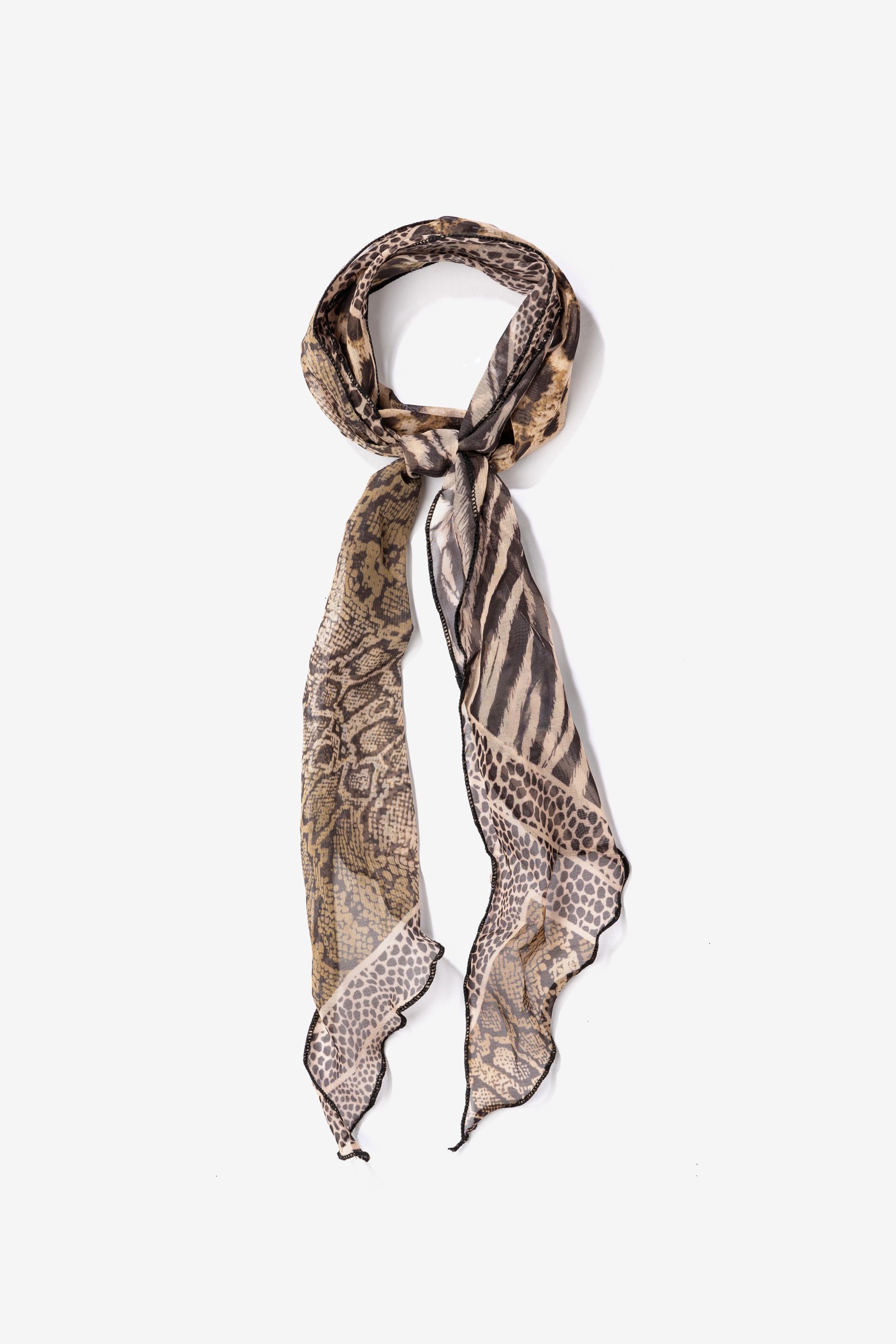Brown Animal Print Skinny Scarf