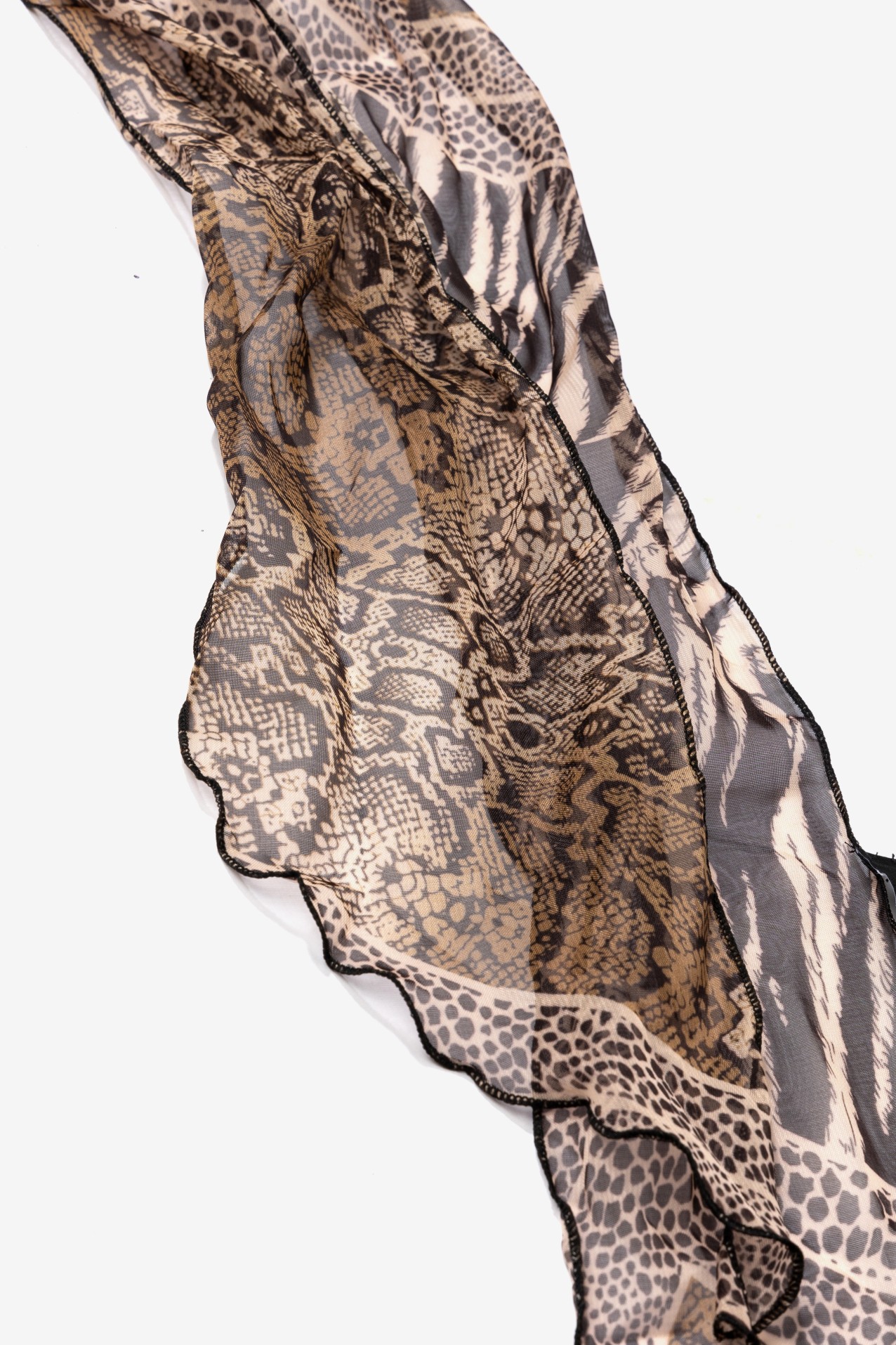 Brown Animal Print Skinny Scarf