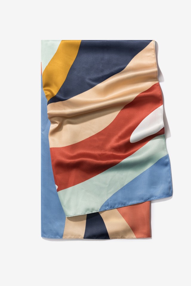 Blue Multicolor Abstract Scarf
