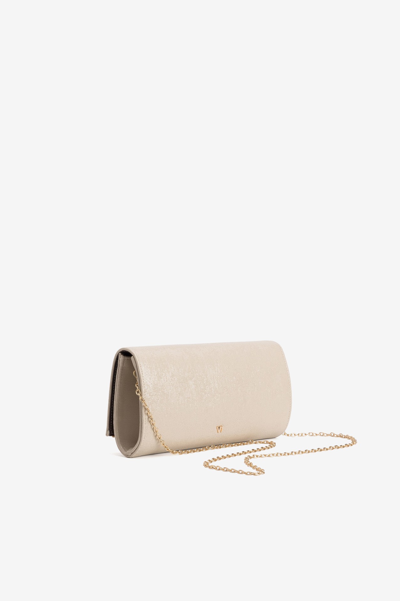 Beige Shimmery Clutch Bag