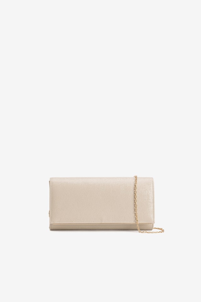 Beige Shimmery Clutch Bag