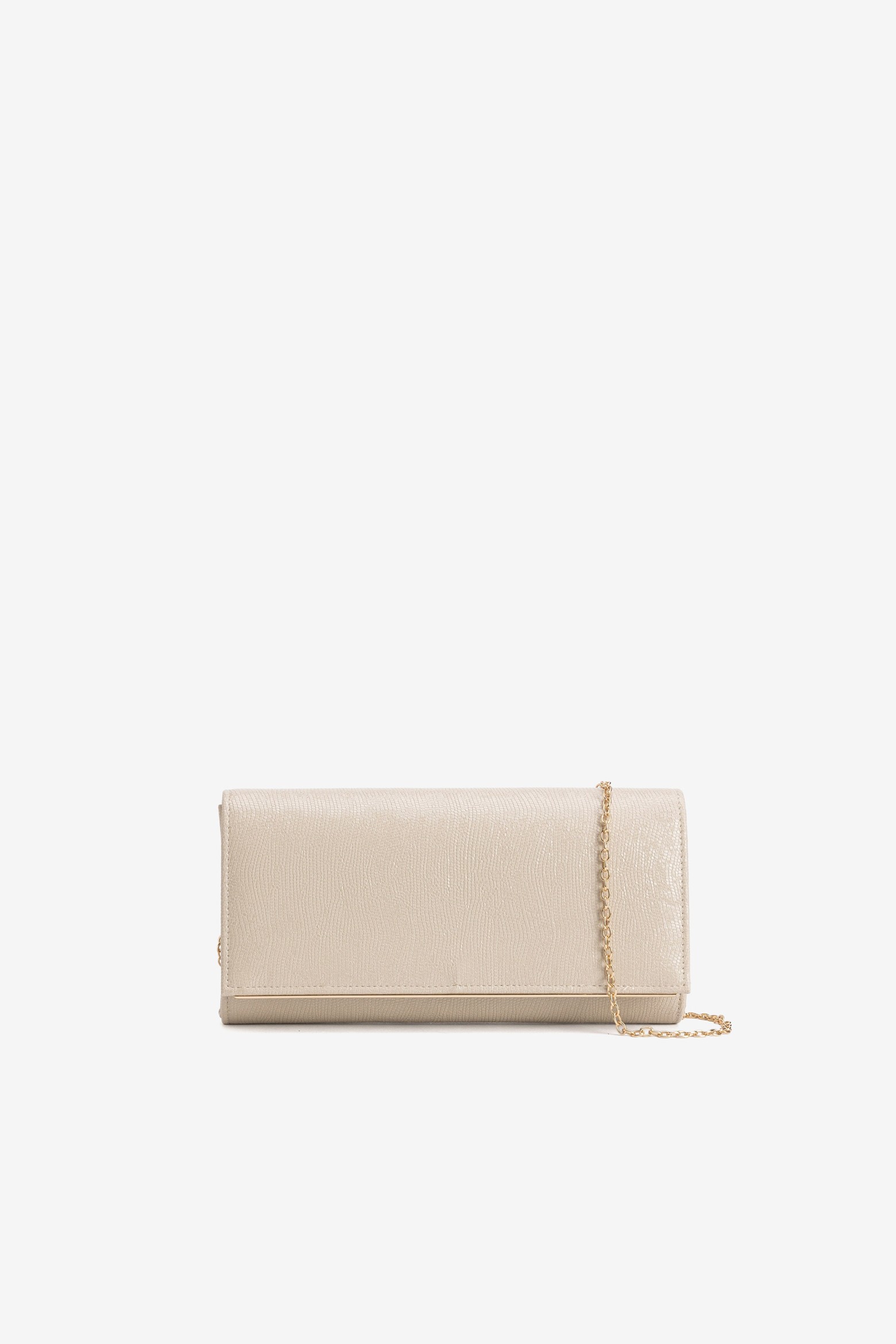 Beige Shimmery Clutch Bag
