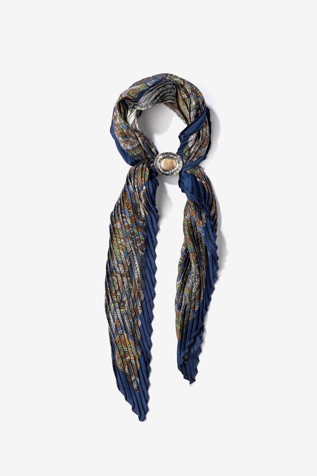 Blue Patterned Bandana Scarf