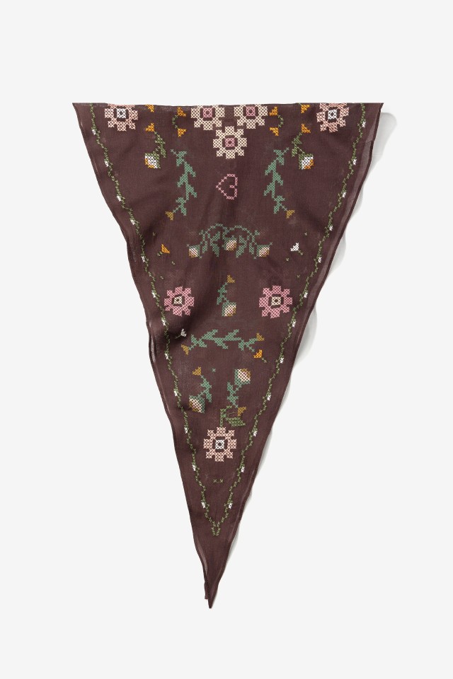 Bandana castanha bordado floral Bandana castanha bordado floral
