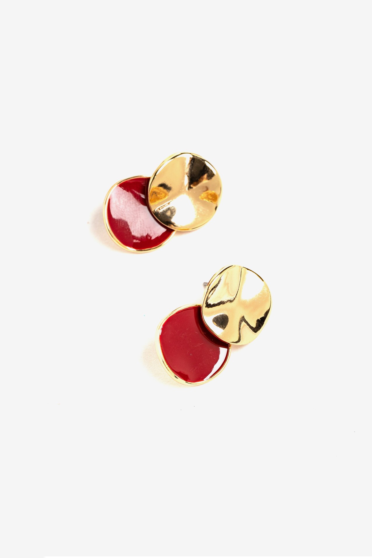 Gold and Red Modern Earrings
