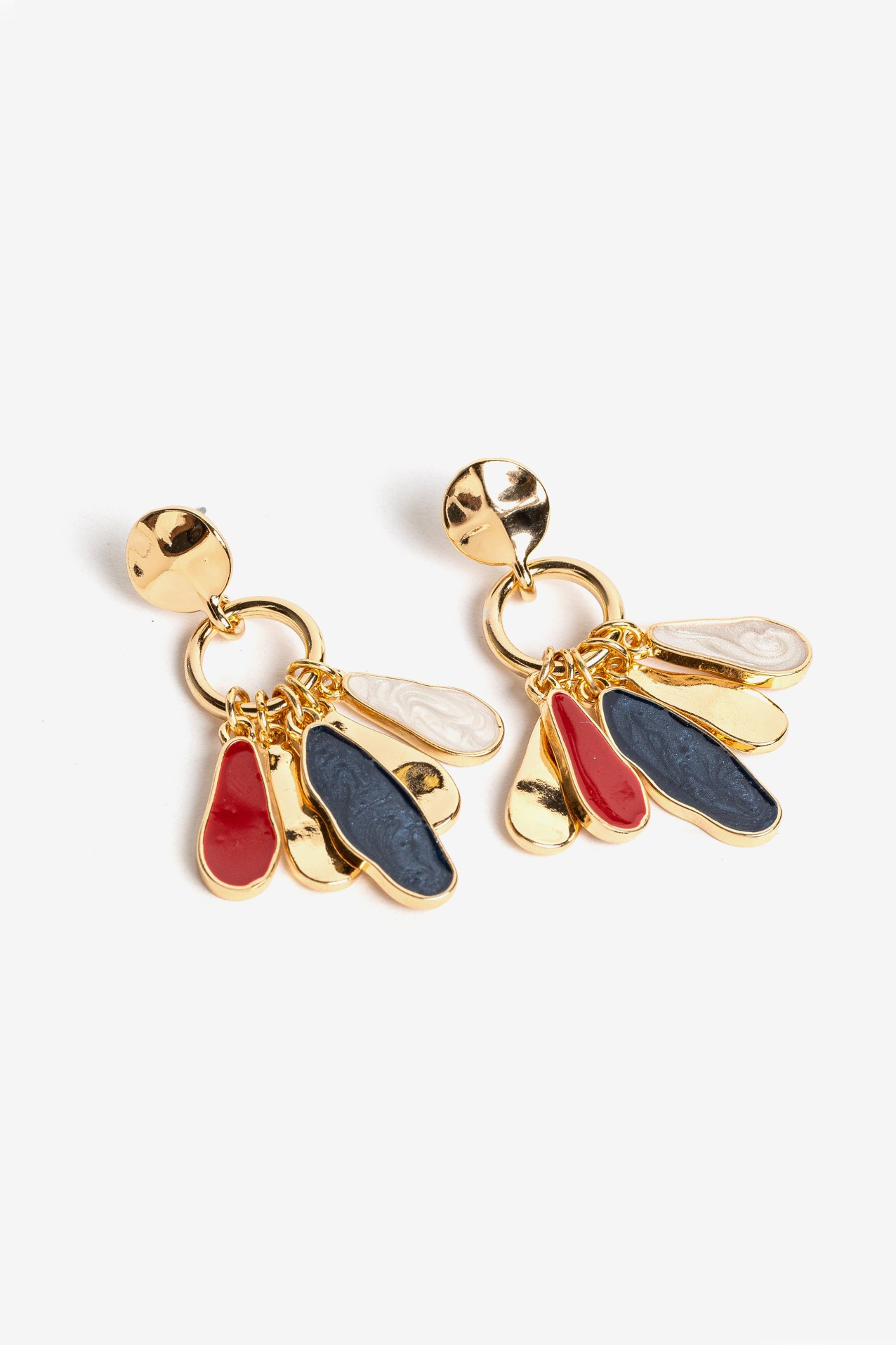 Golden Earrings With Color Charms