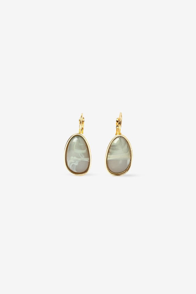 Gold Oval Drop Earrings