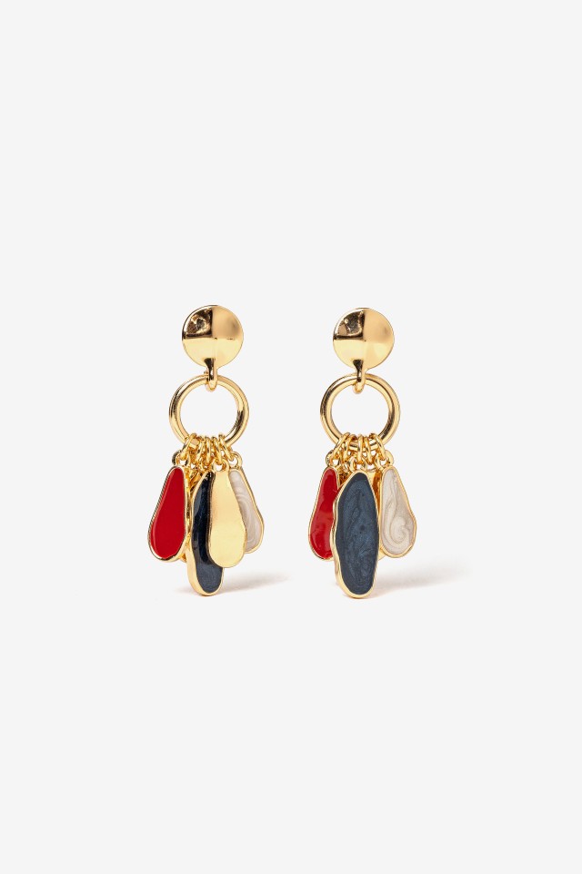 Golden Earrings With Color Charms