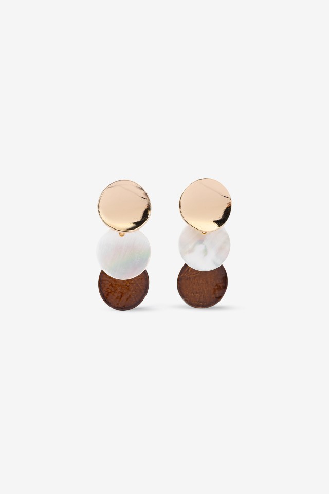 Brown Circular Statement Earrings