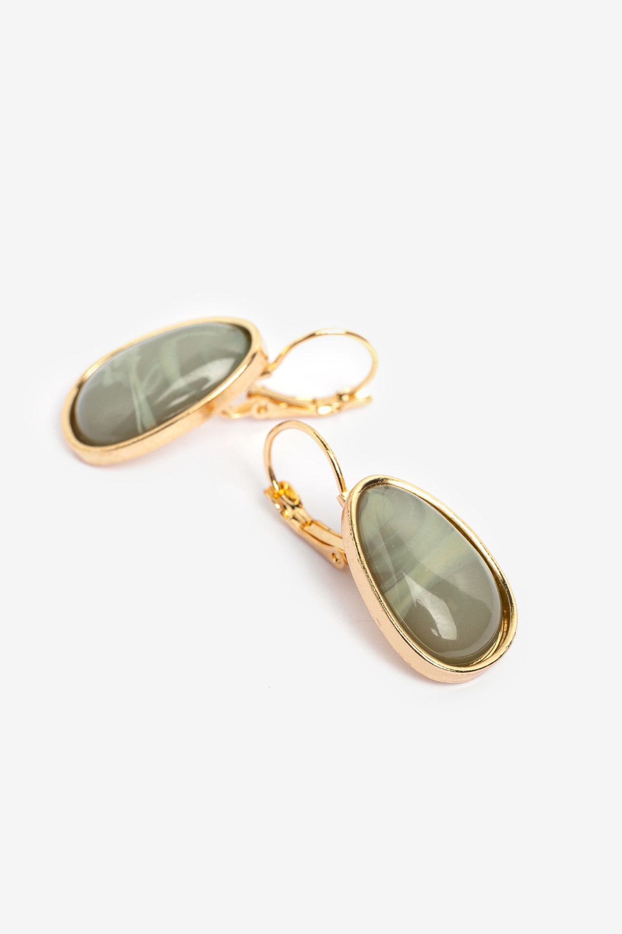 Gold Oval Drop Earrings